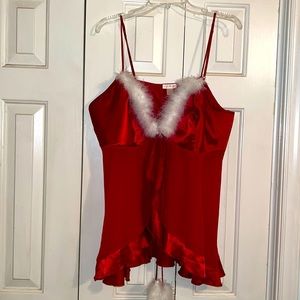 Vintage Cacique Holiday Red Teddy. Size 26/28